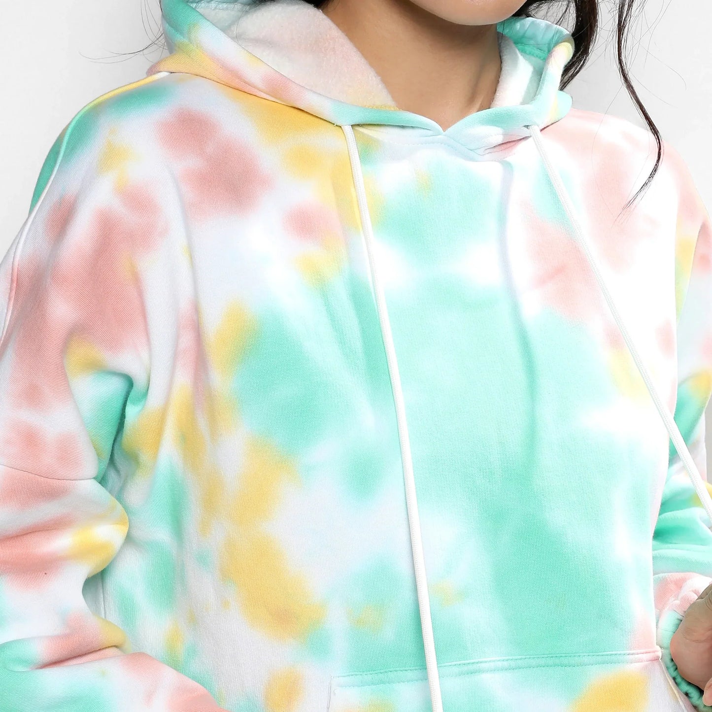 Mint Green & Brown Oversized Tie-Dye Hoodie
