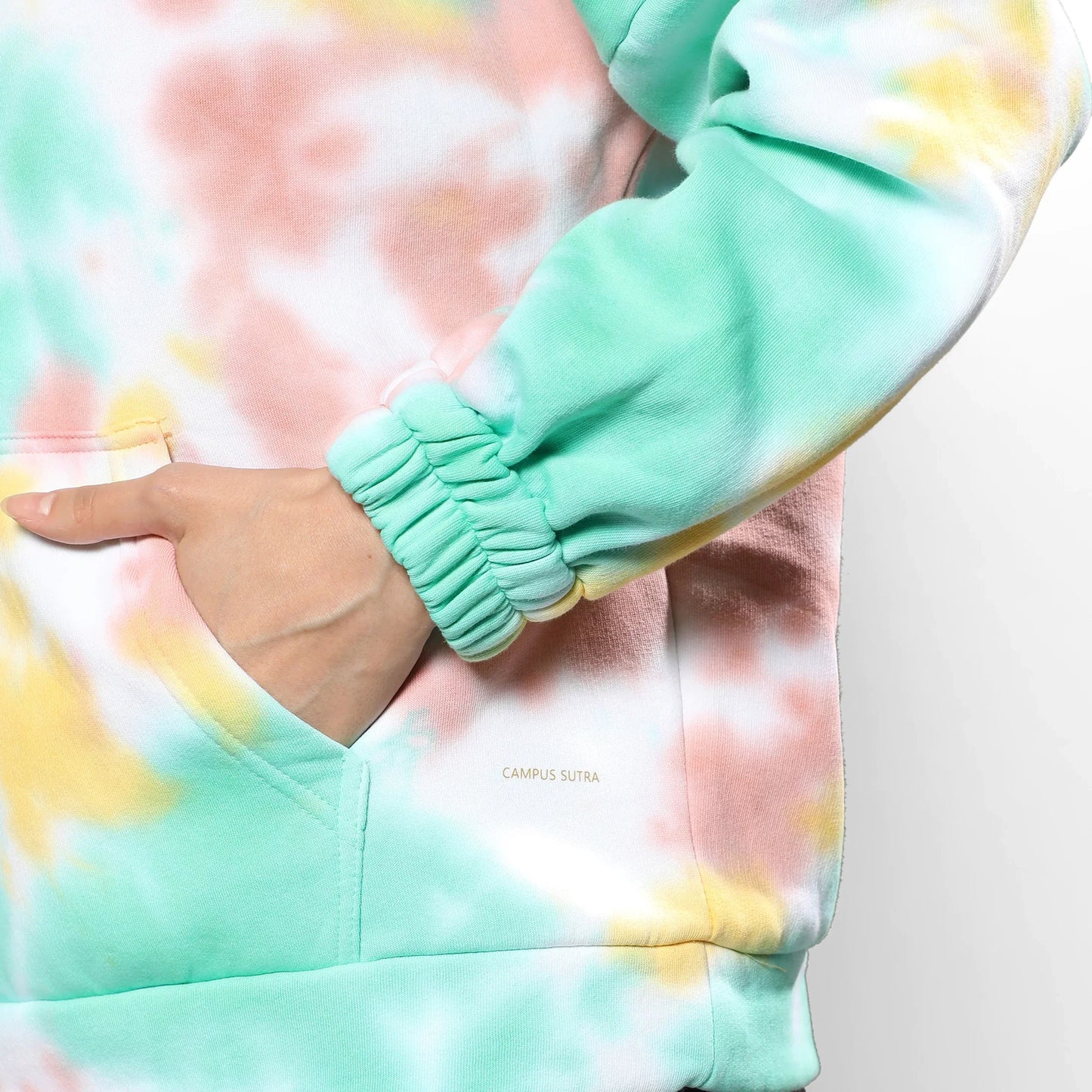 Mint Green & Brown Oversized Tie-Dye Hoodie