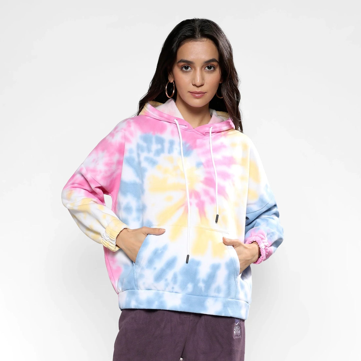 Powder Blue & Blush Pink Oversized Tie-Dye Hoodie