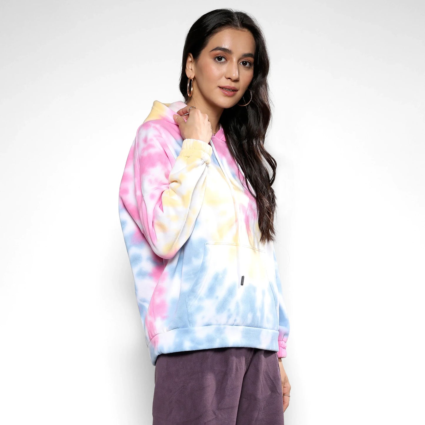 Powder Blue & Blush Pink Oversized Tie-Dye Hoodie