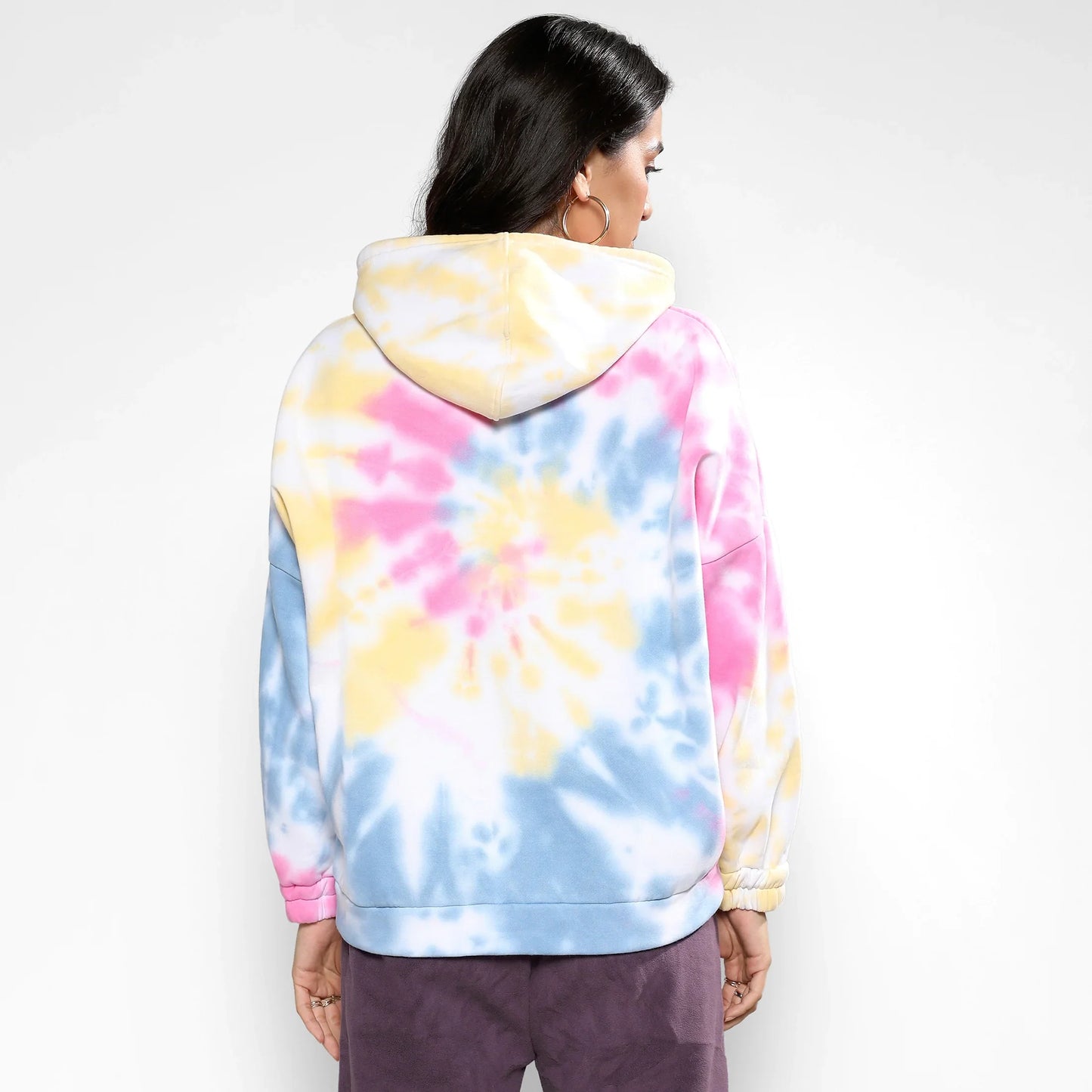 Powder Blue & Blush Pink Oversized Tie-Dye Hoodie