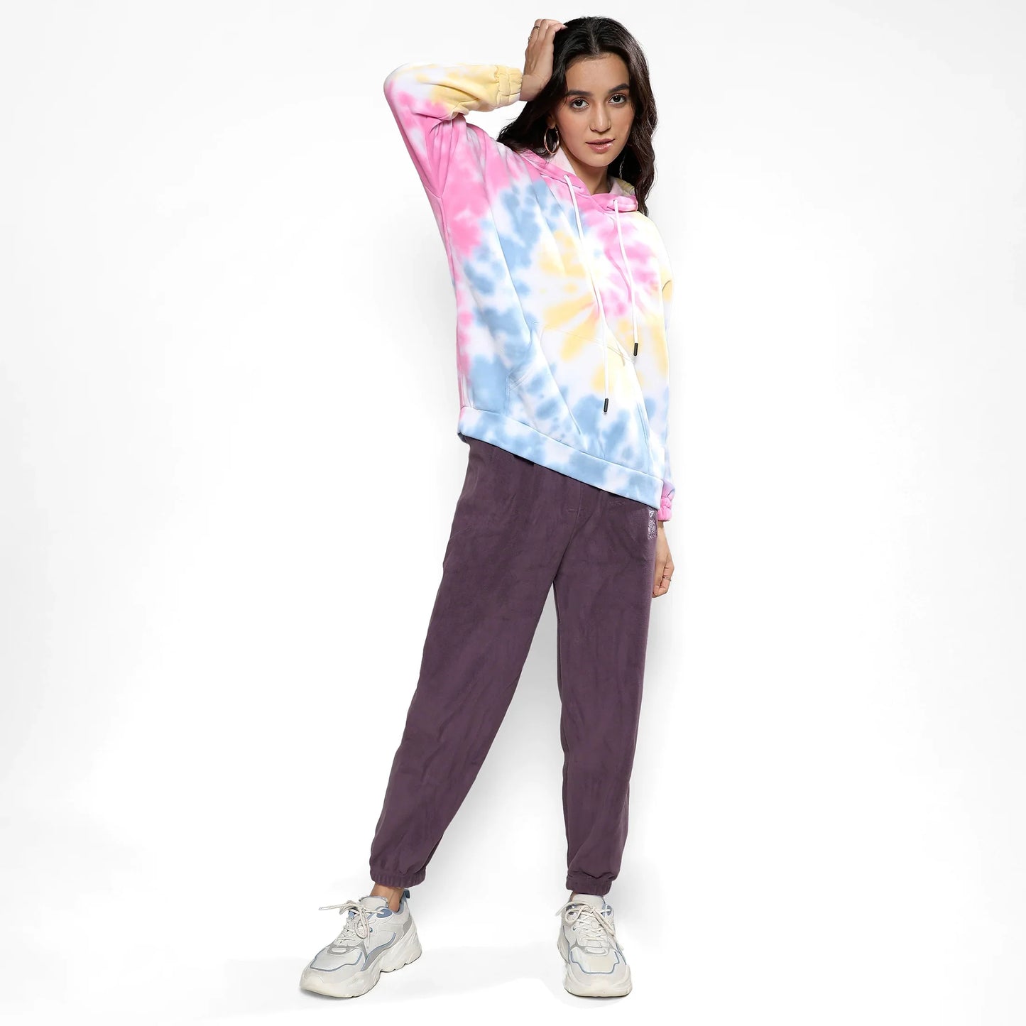 Powder Blue & Blush Pink Oversized Tie-Dye Hoodie