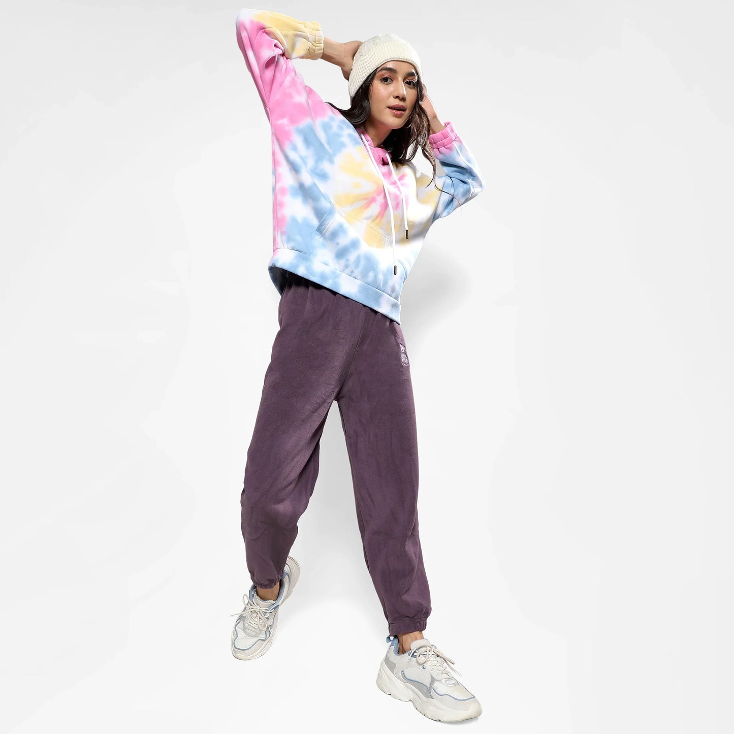 Powder Blue & Blush Pink Oversized Tie-Dye Hoodie