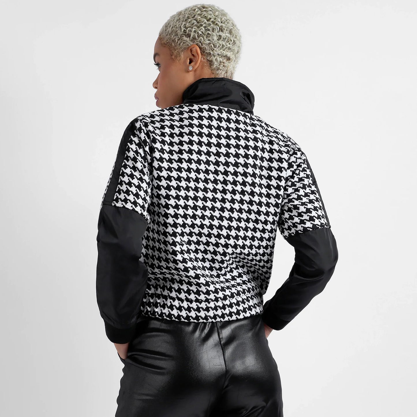 Black & White Contrast Houndstooth Jacket