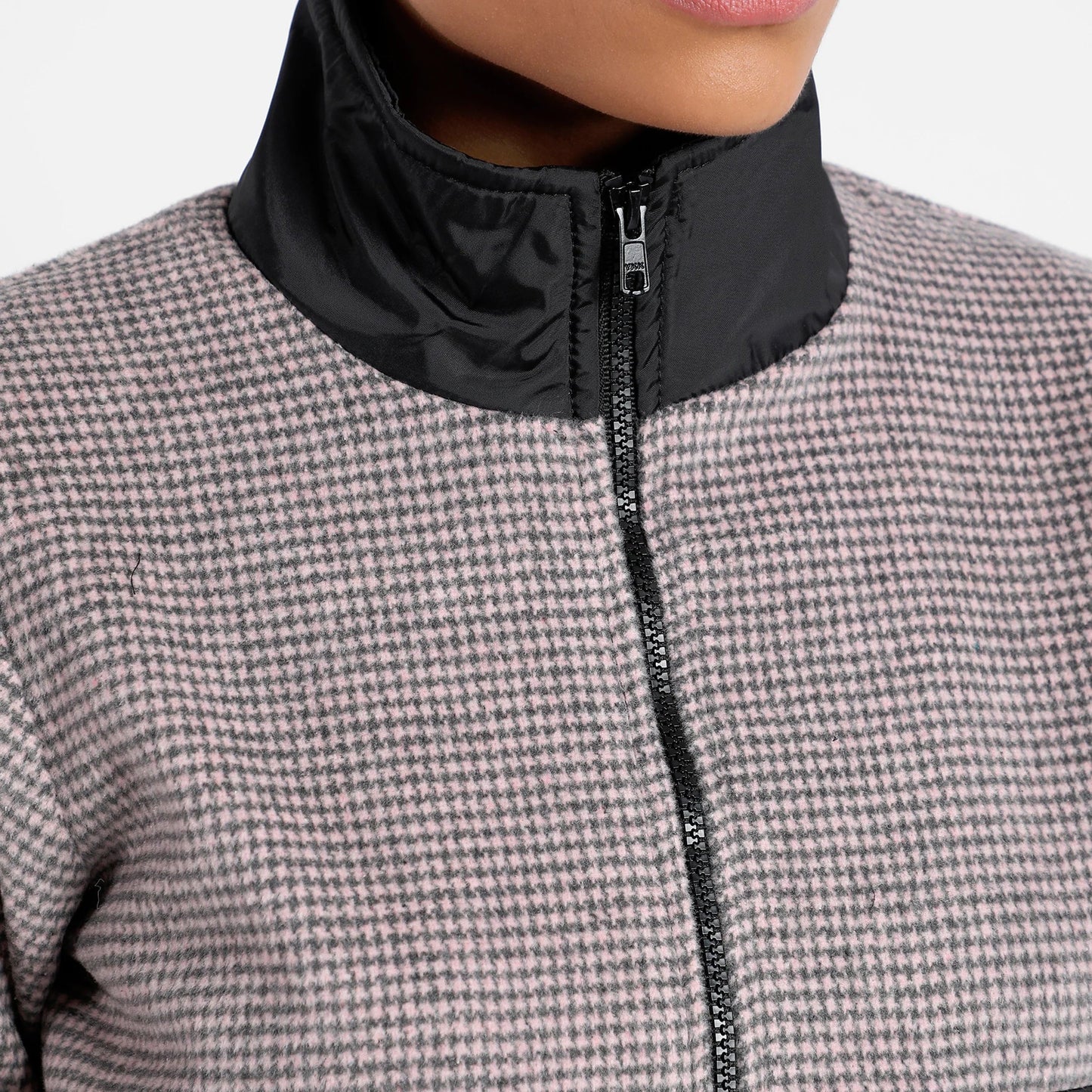 Black & Grey Contrast Houndstooth Jacket