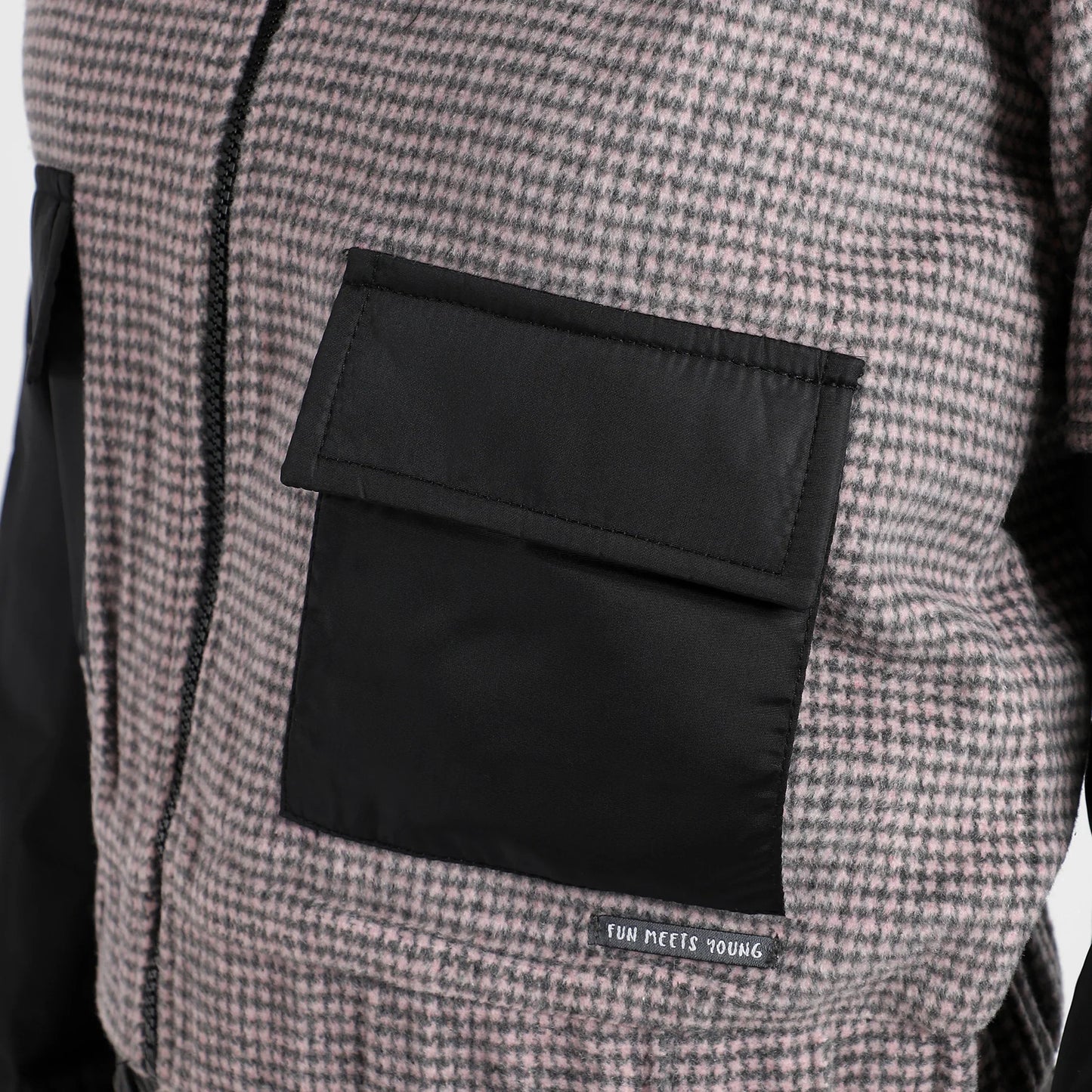 Black & Grey Contrast Houndstooth Jacket