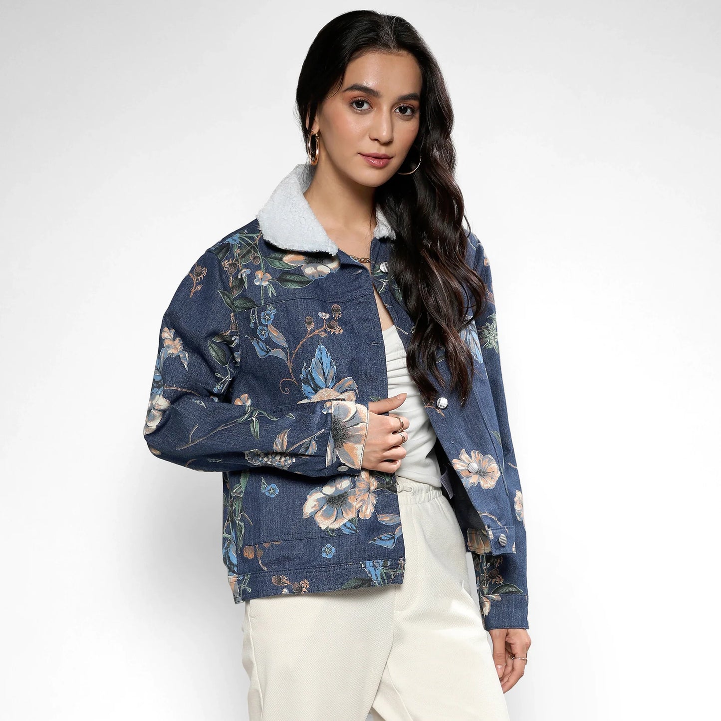 Blue Botanical Denim Jacket