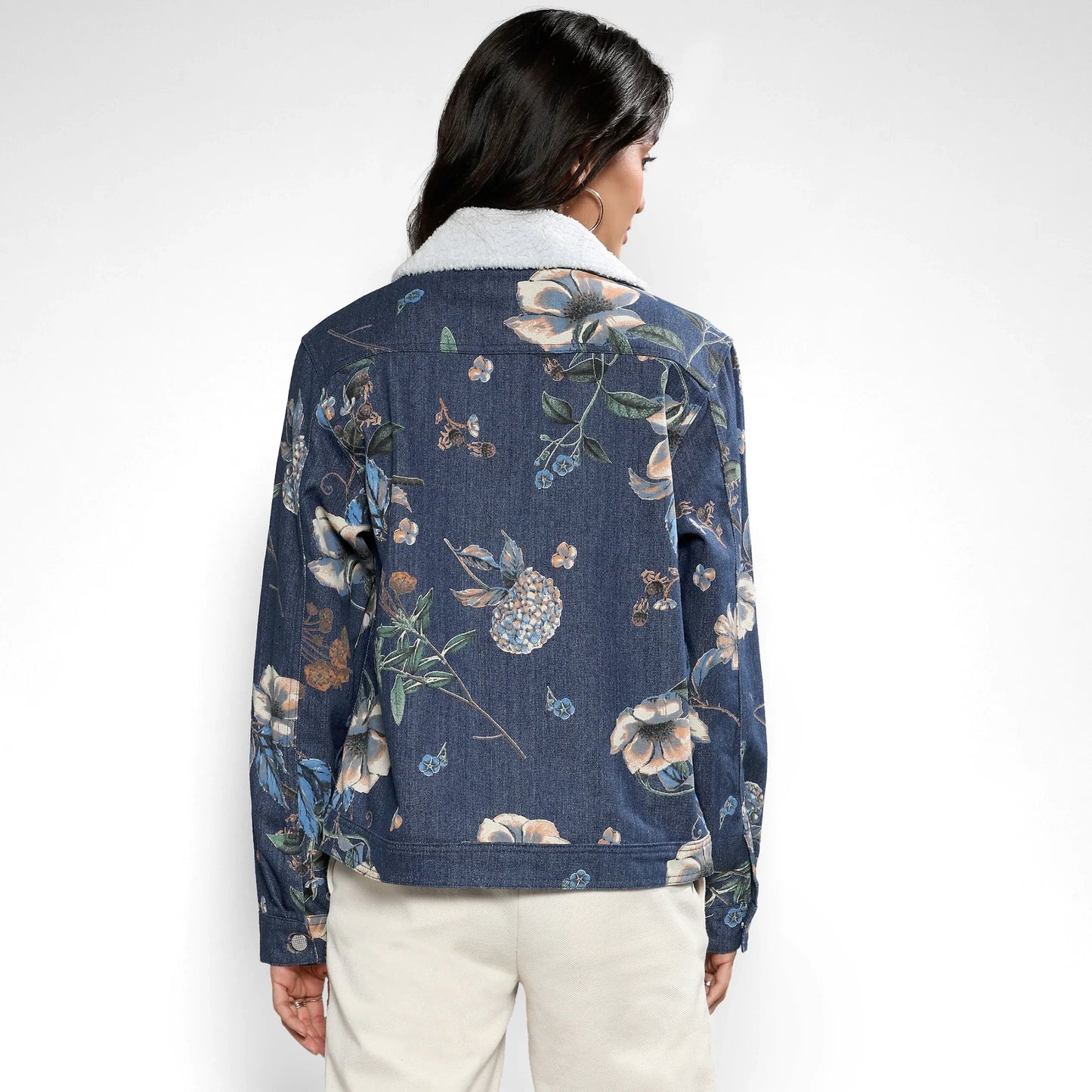Blue Botanical Denim Jacket