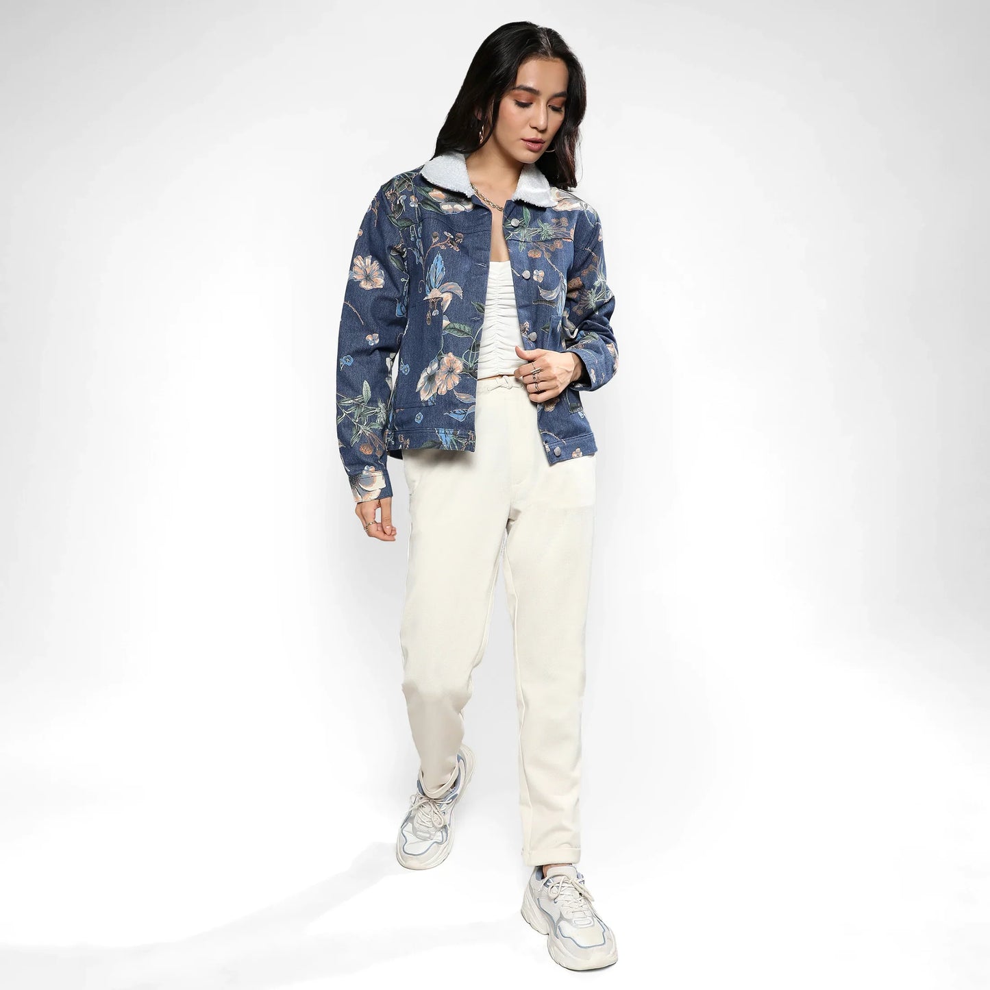 Blue Botanical Denim Jacket