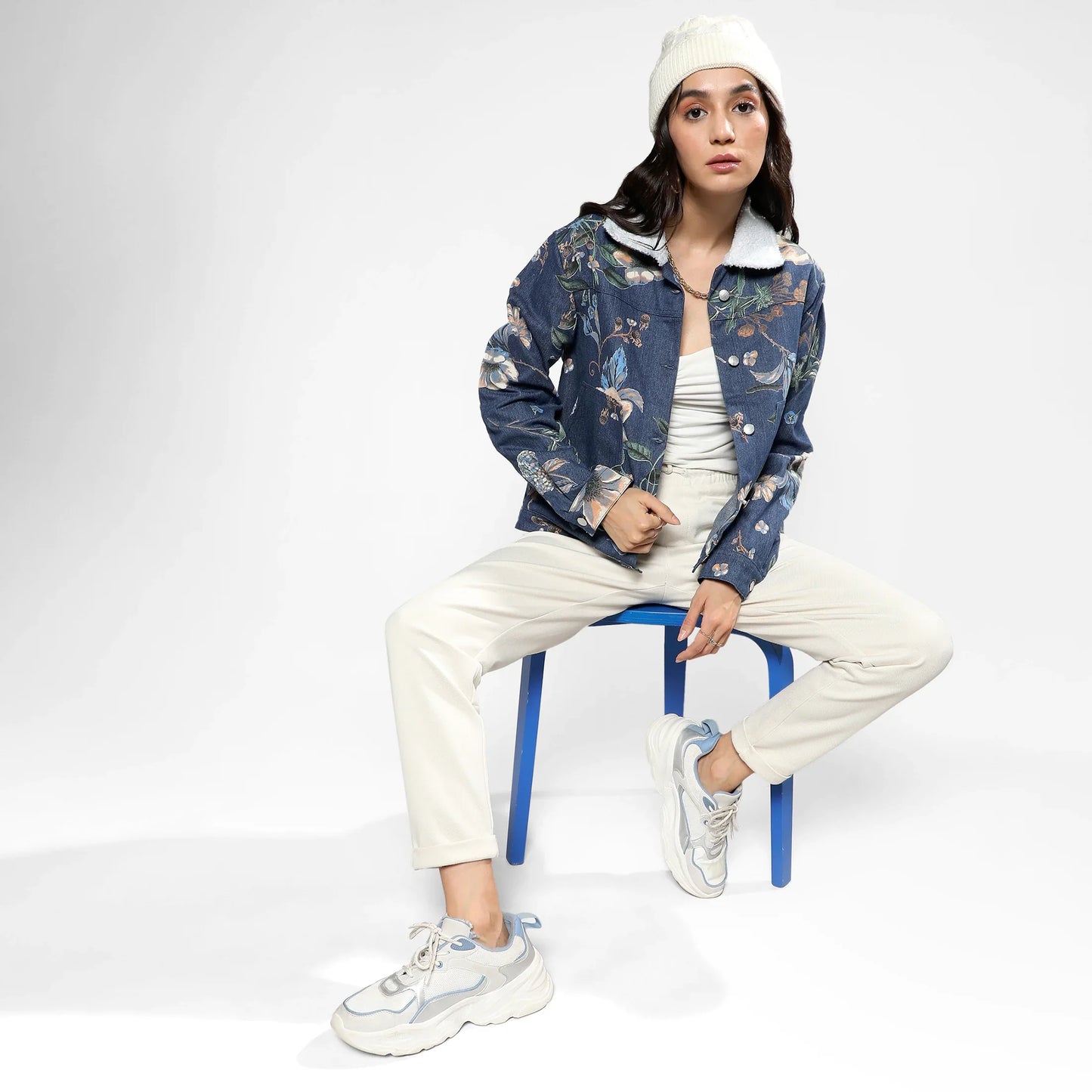 Blue Botanical Denim Jacket