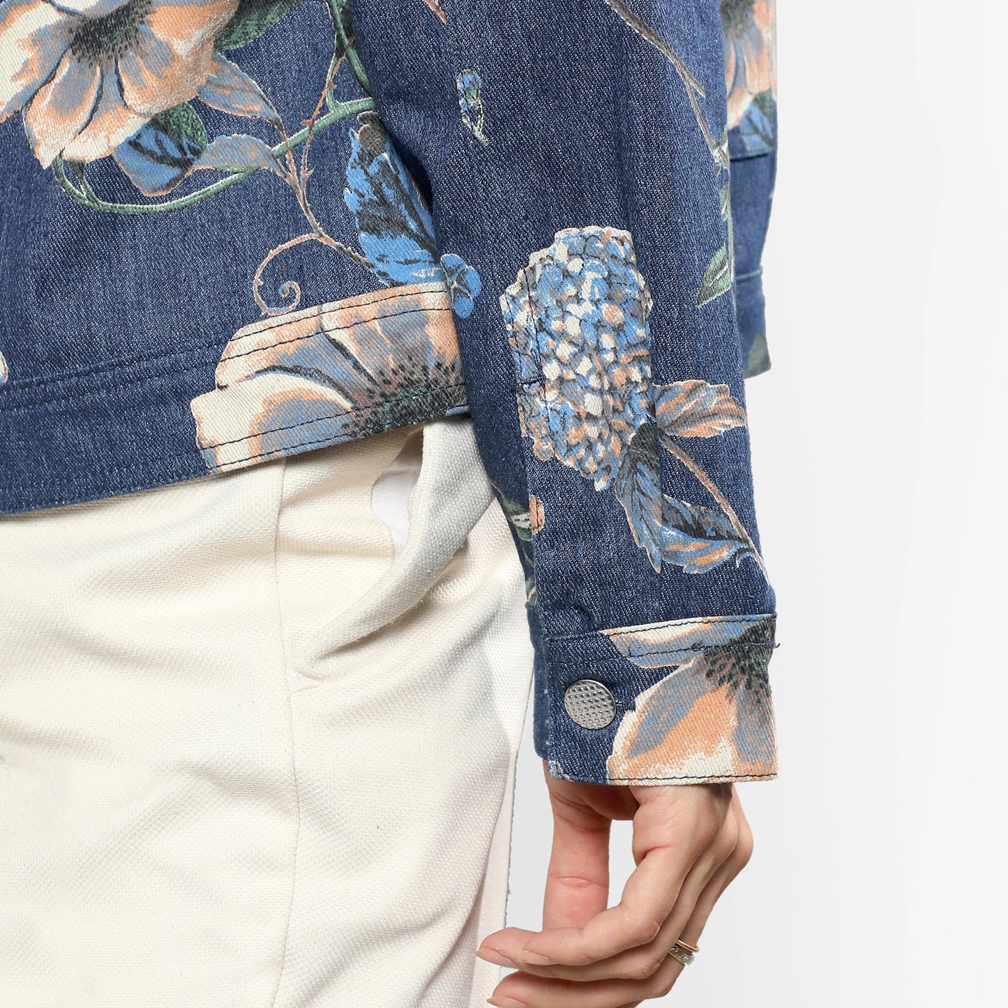 Blue Botanical Denim Jacket