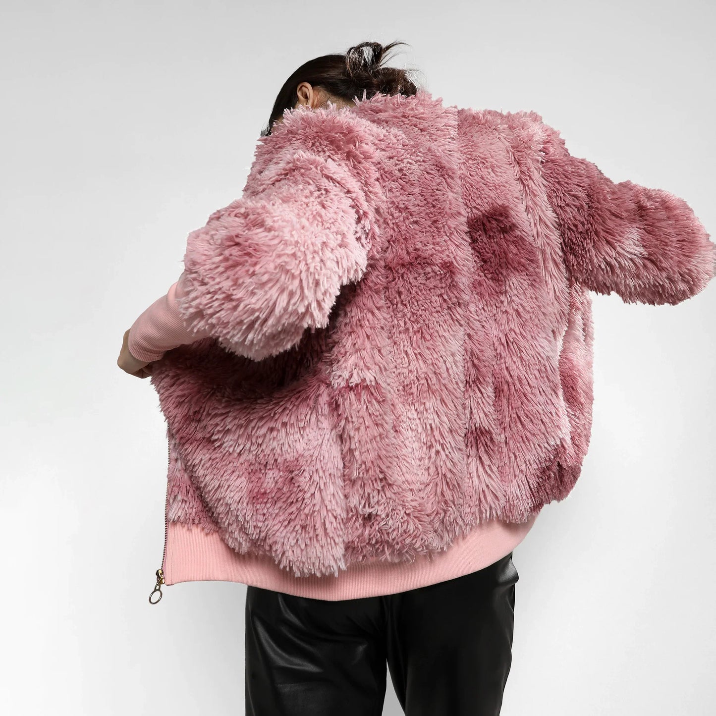 Blush Pink Faded Faux Fur Jacket