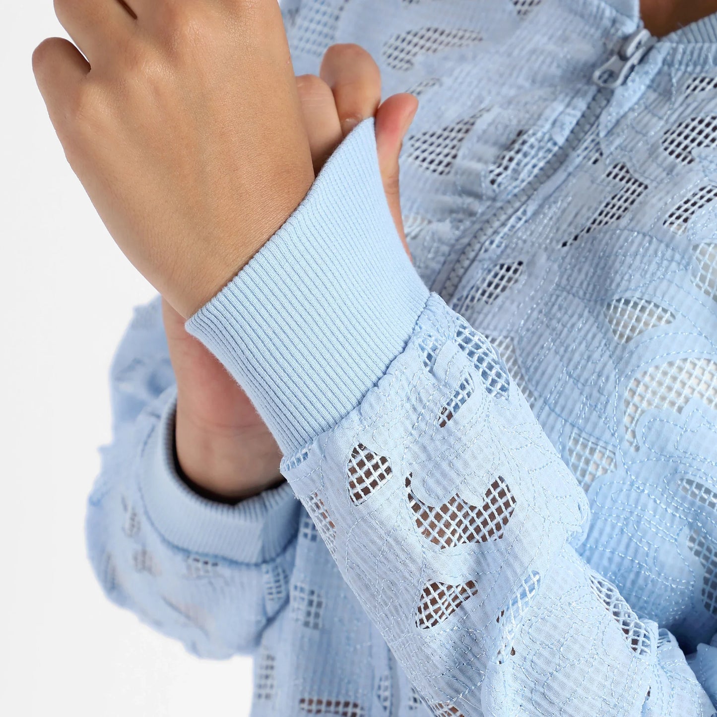 Sky Blue Self-Design Botanical Jacket