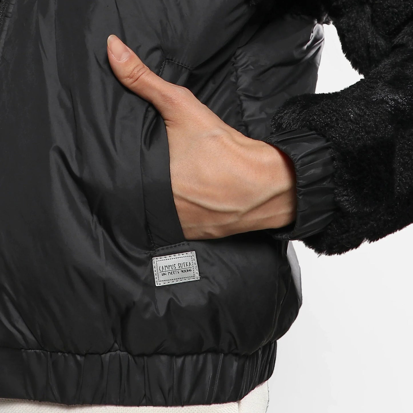 Carbon Black Fleece Self-Design Buffalo Check Jacket