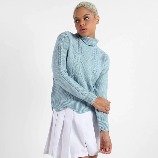 Icy Blue Cable Knit Sweater