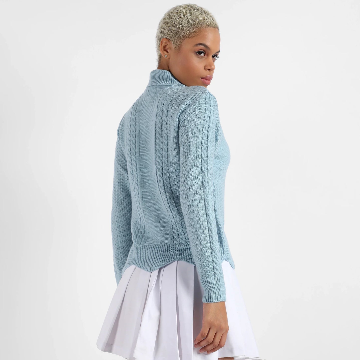 Icy Blue Cable Knit Sweater