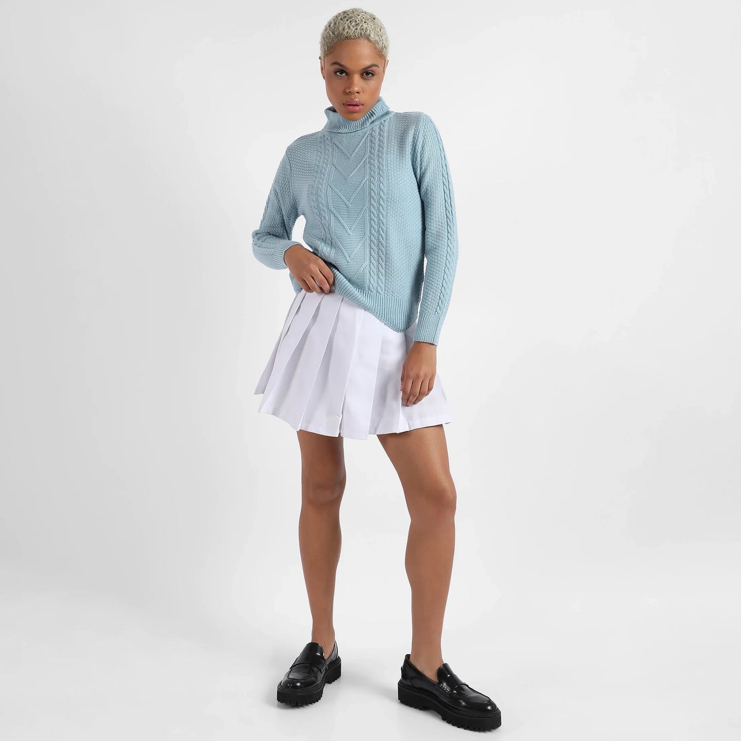 Icy Blue Cable Knit Sweater