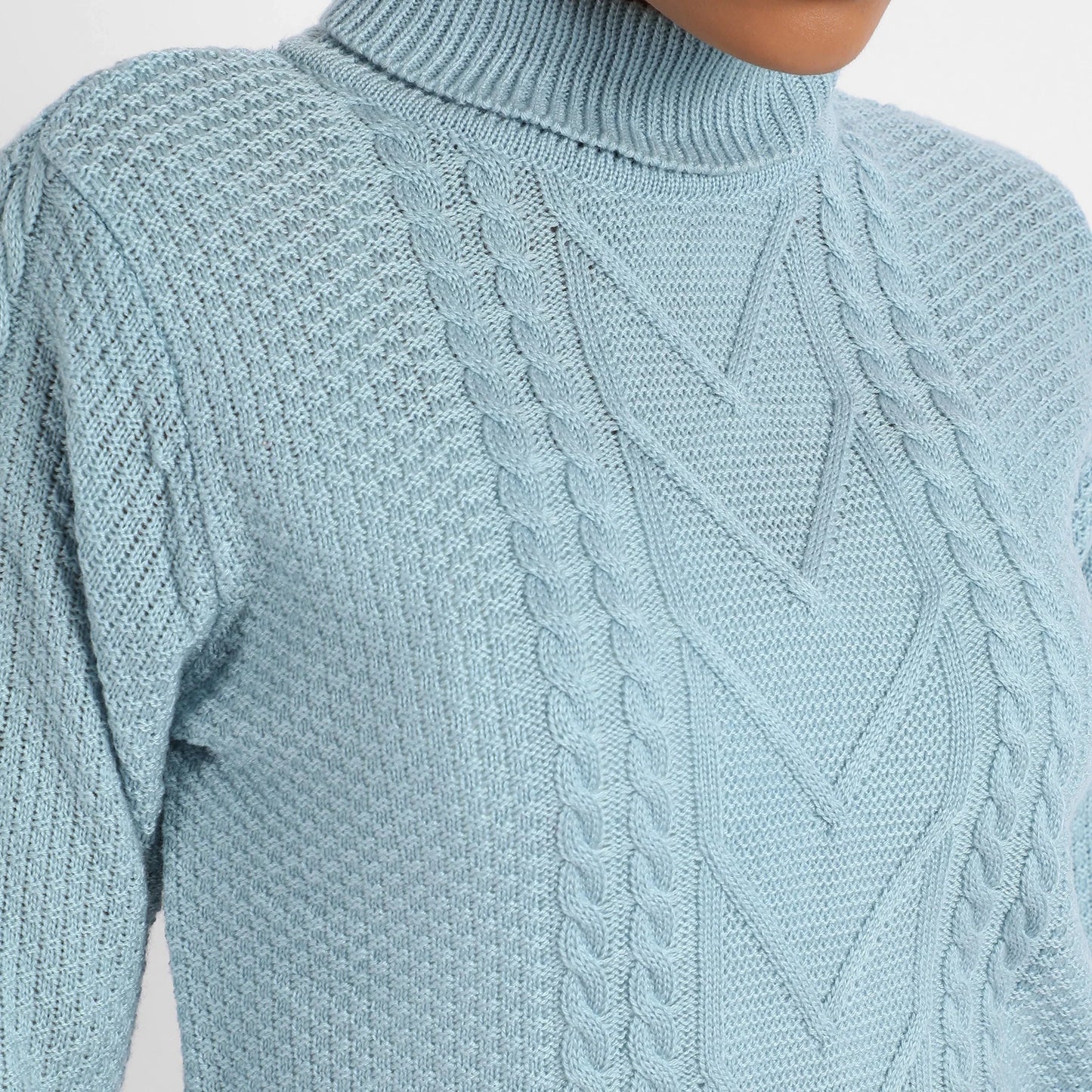 Icy Blue Cable Knit Sweater
