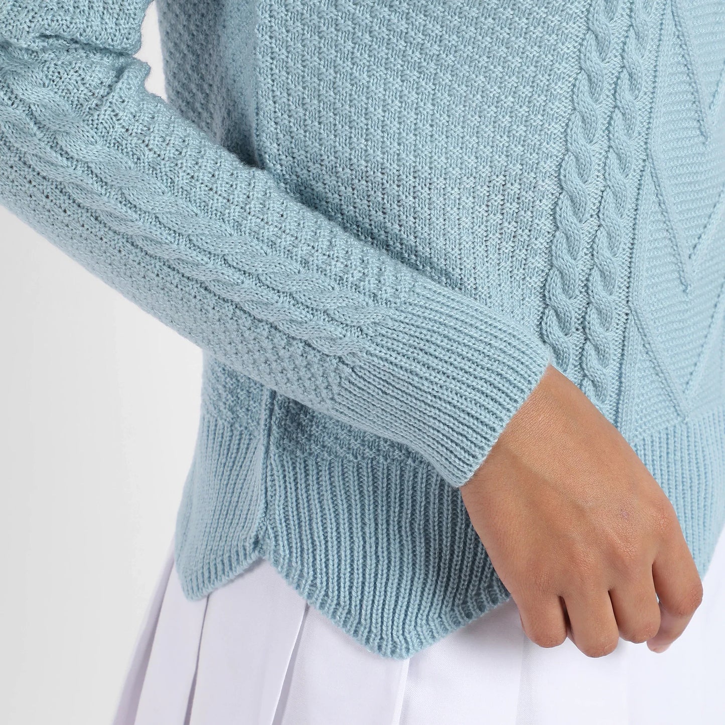 Icy Blue Cable Knit Sweater