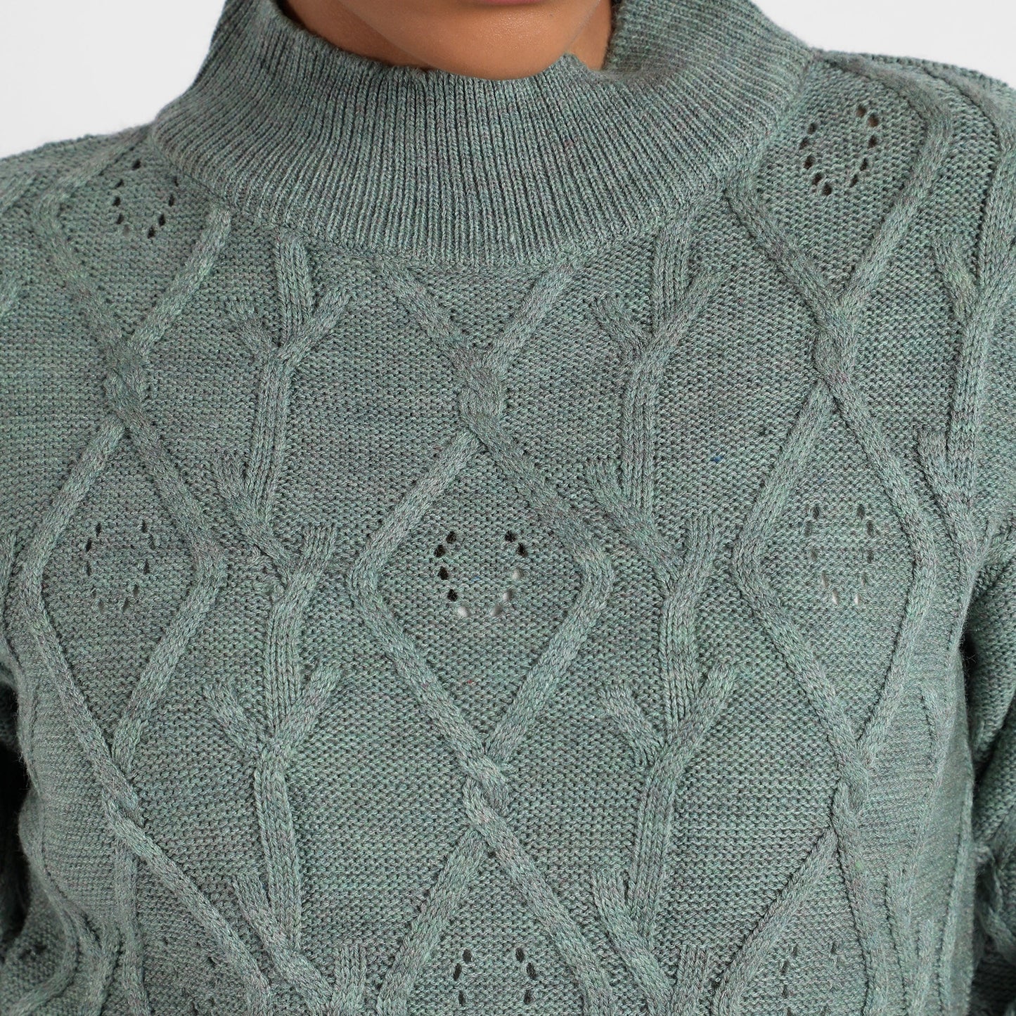 Sage Green Geometric Knit Sweater