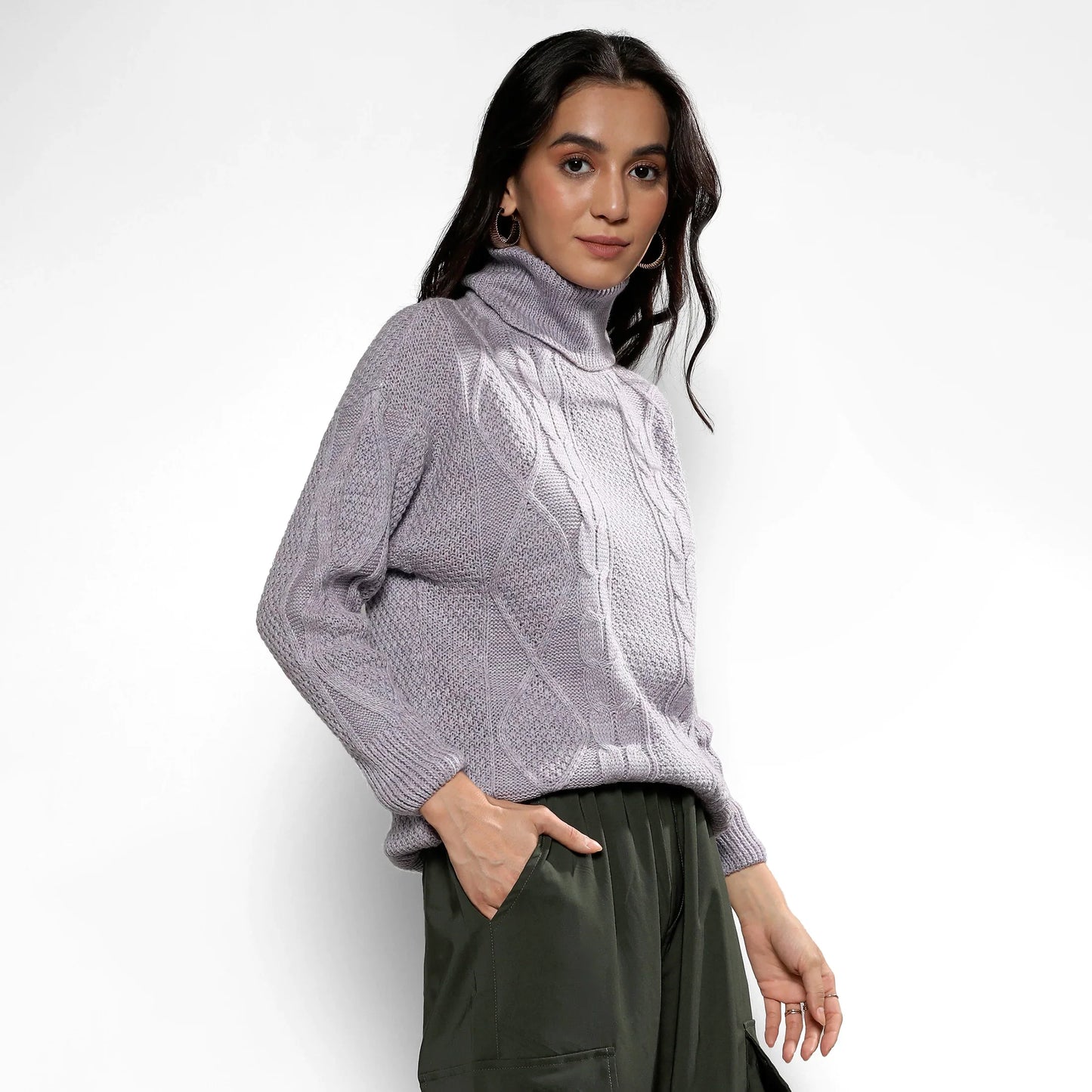 Moon Grey Cable Knit Sweater