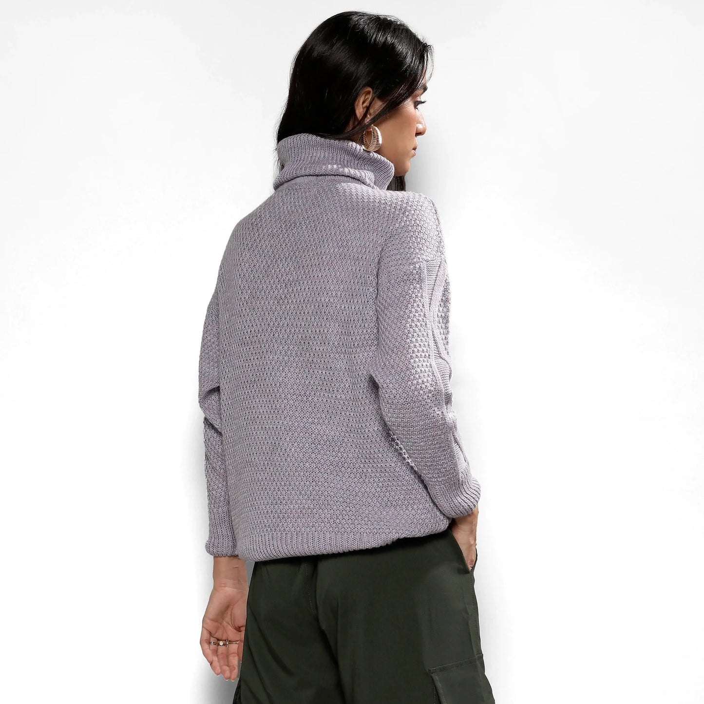 Moon Grey Cable Knit Sweater
