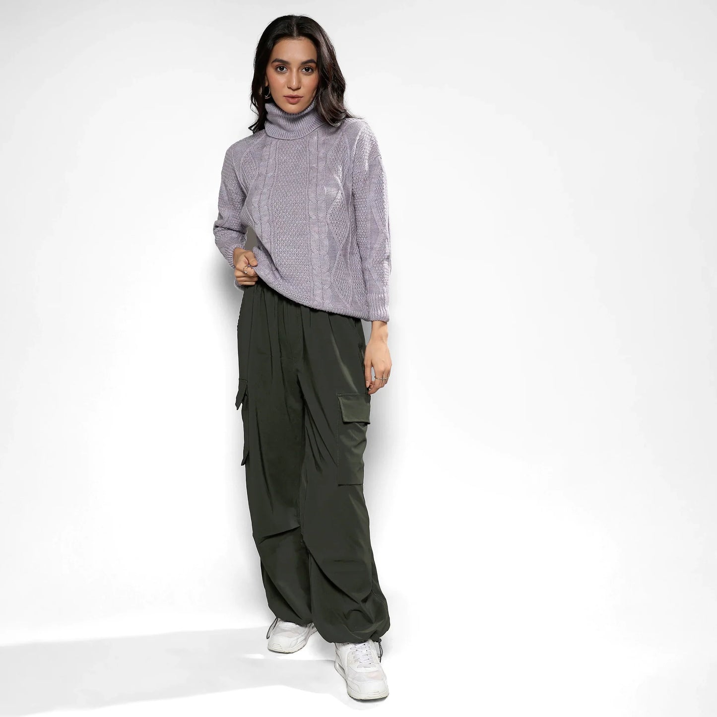 Moon Grey Cable Knit Sweater