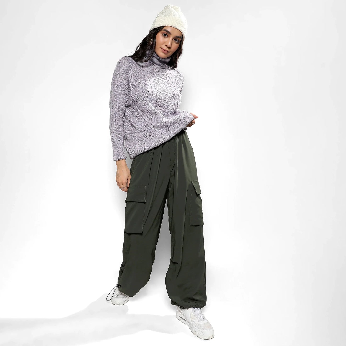 Moon Grey Cable Knit Sweater