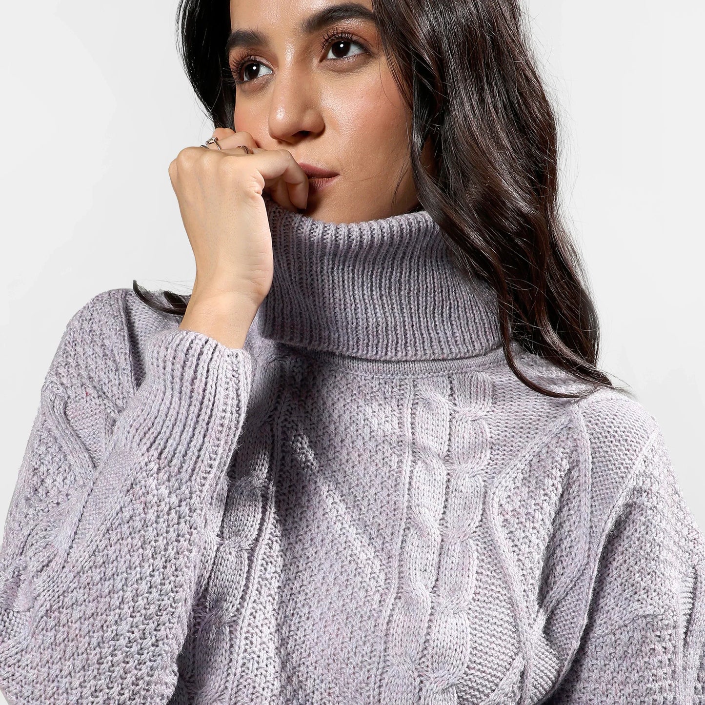 Moon Grey Cable Knit Sweater