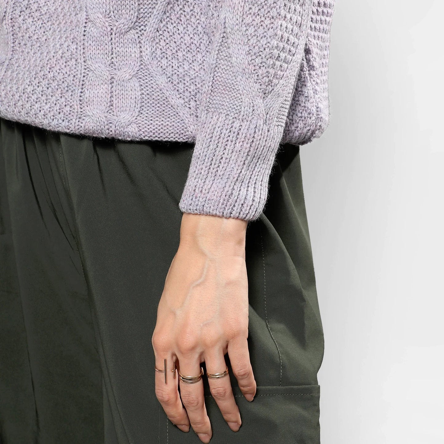 Moon Grey Cable Knit Sweater