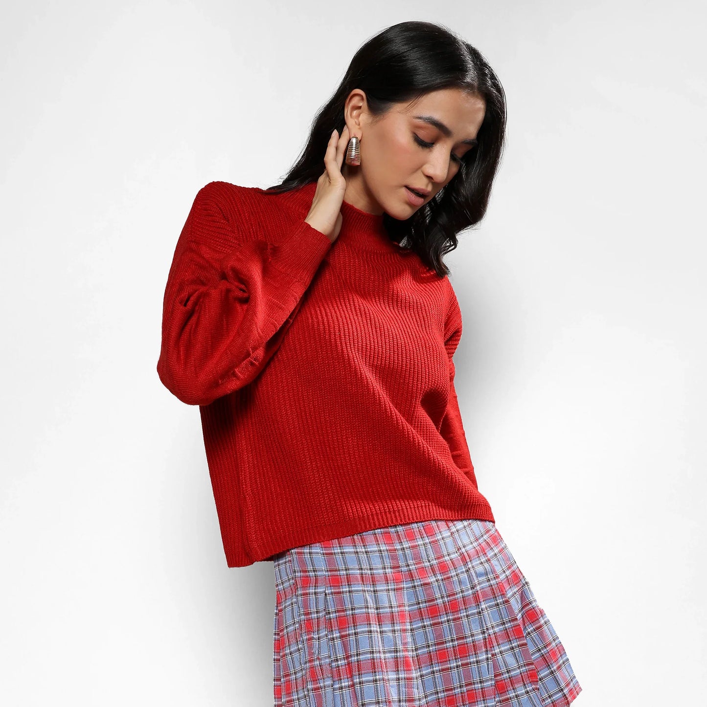 Venetian Red Boxy Ribbed Sweater