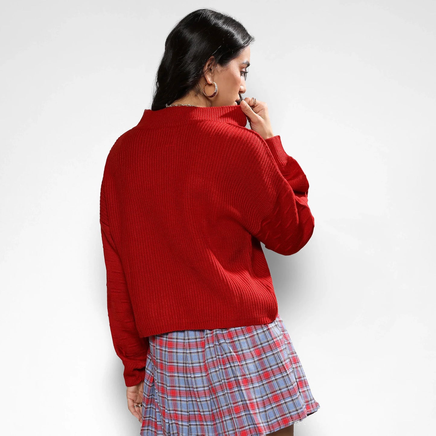Venetian Red Boxy Ribbed Sweater