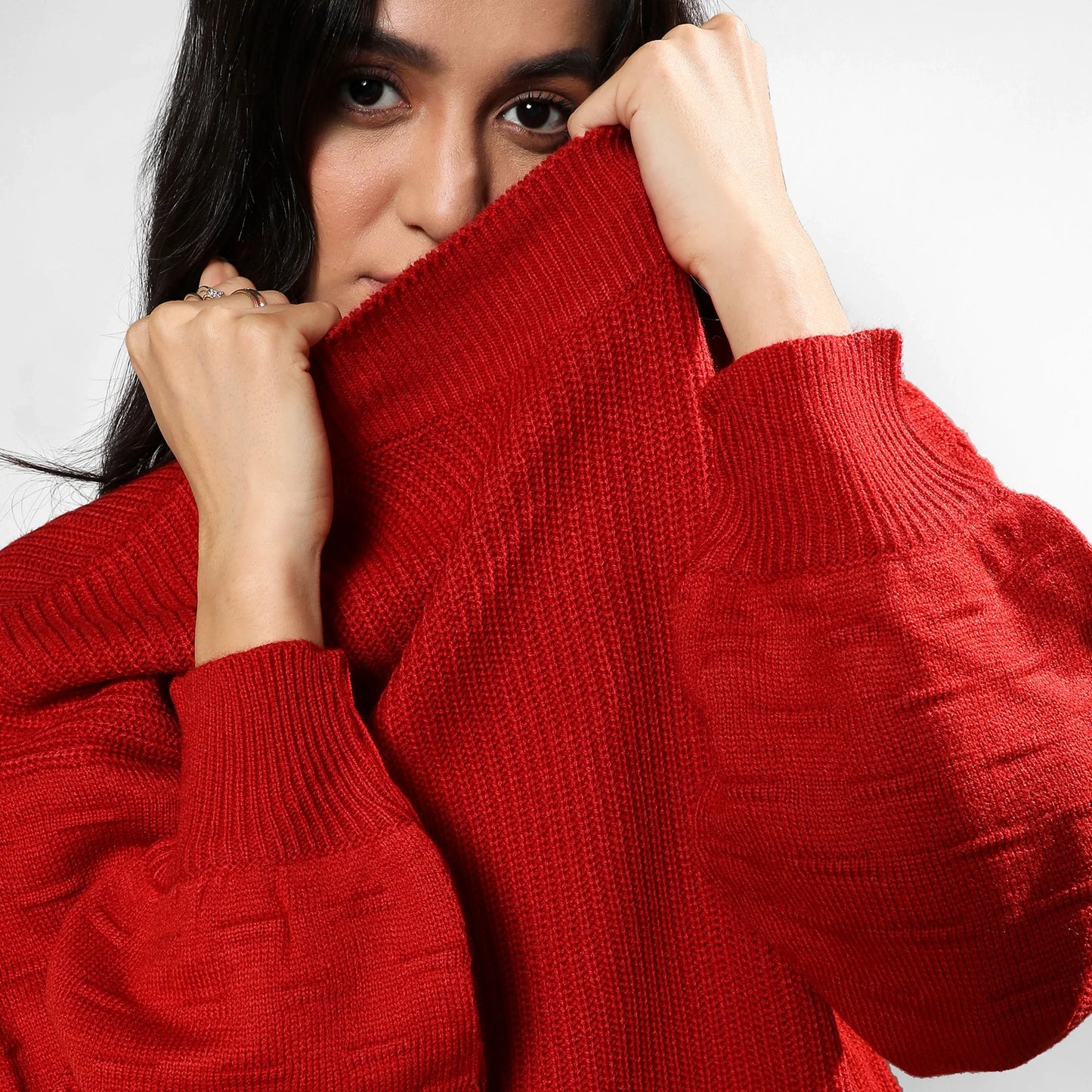Venetian Red Boxy Ribbed Sweater