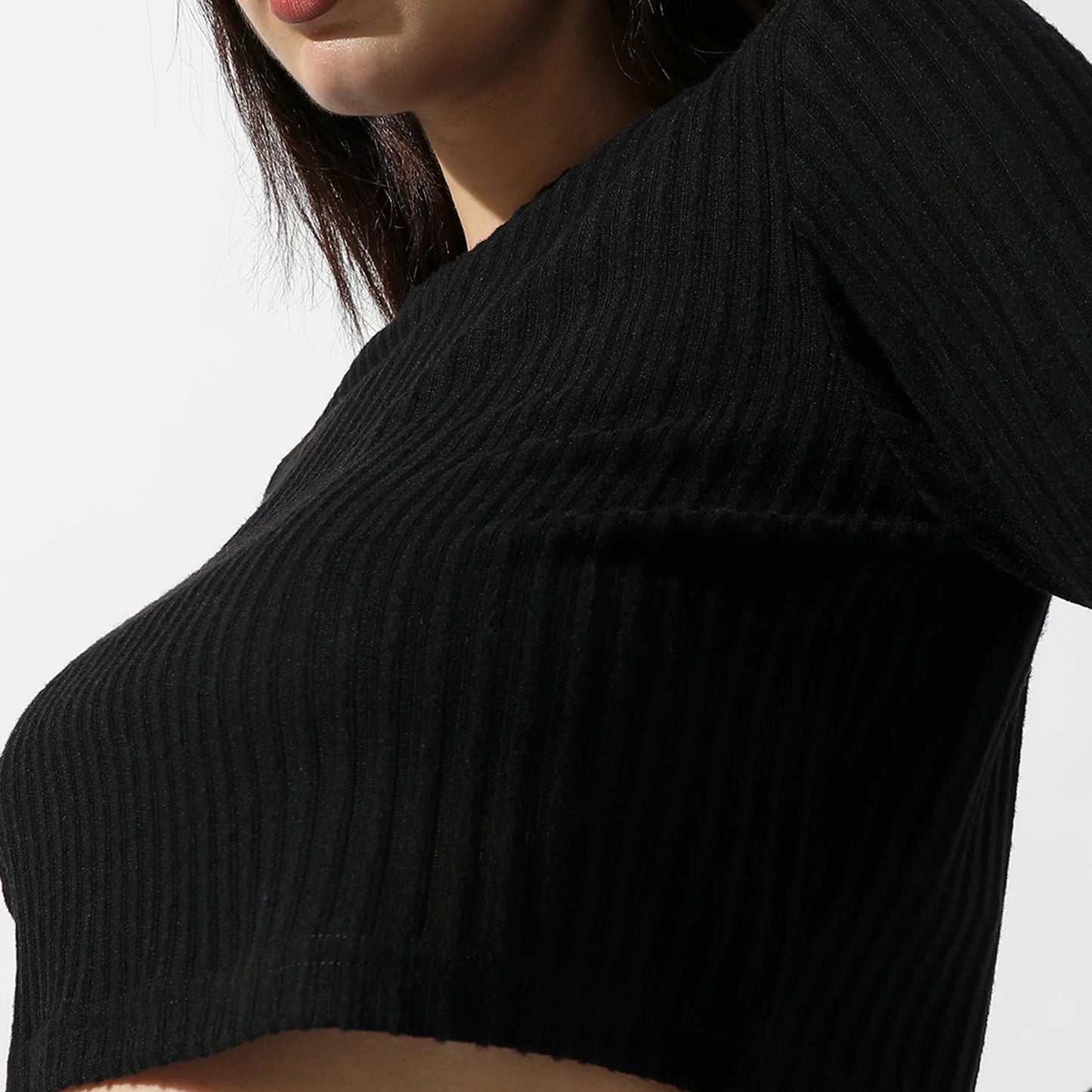 Solid Black Ribbed Co-Ord Set