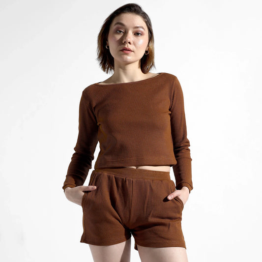 SOLID BROWN CO-ORDS SET