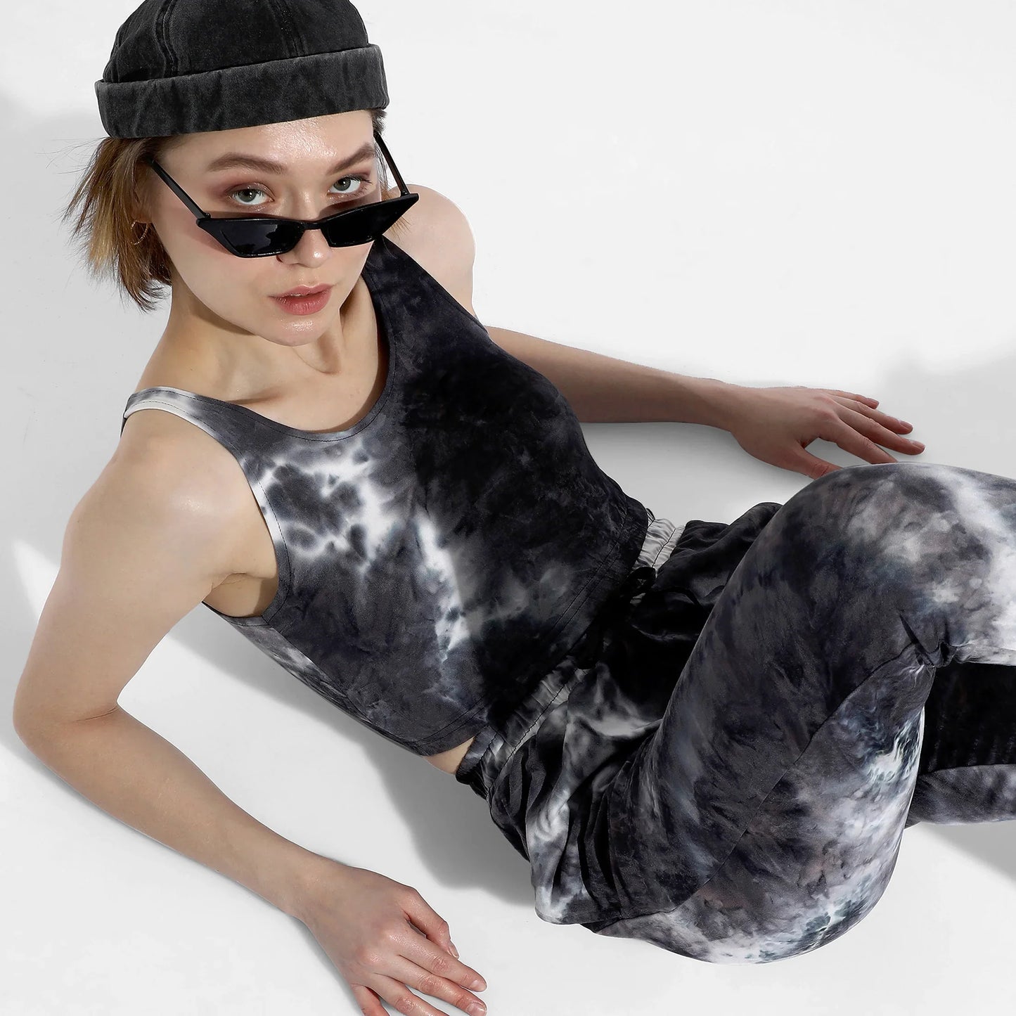 CHARCOAL GREY TIE-DYE CO-ORDS SET