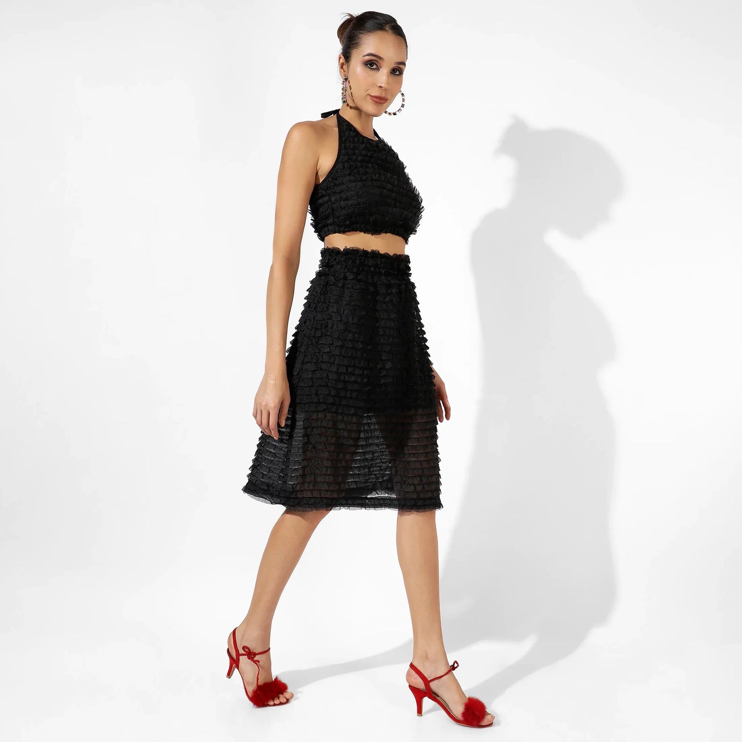 Black Ruffle Co-Ord Set