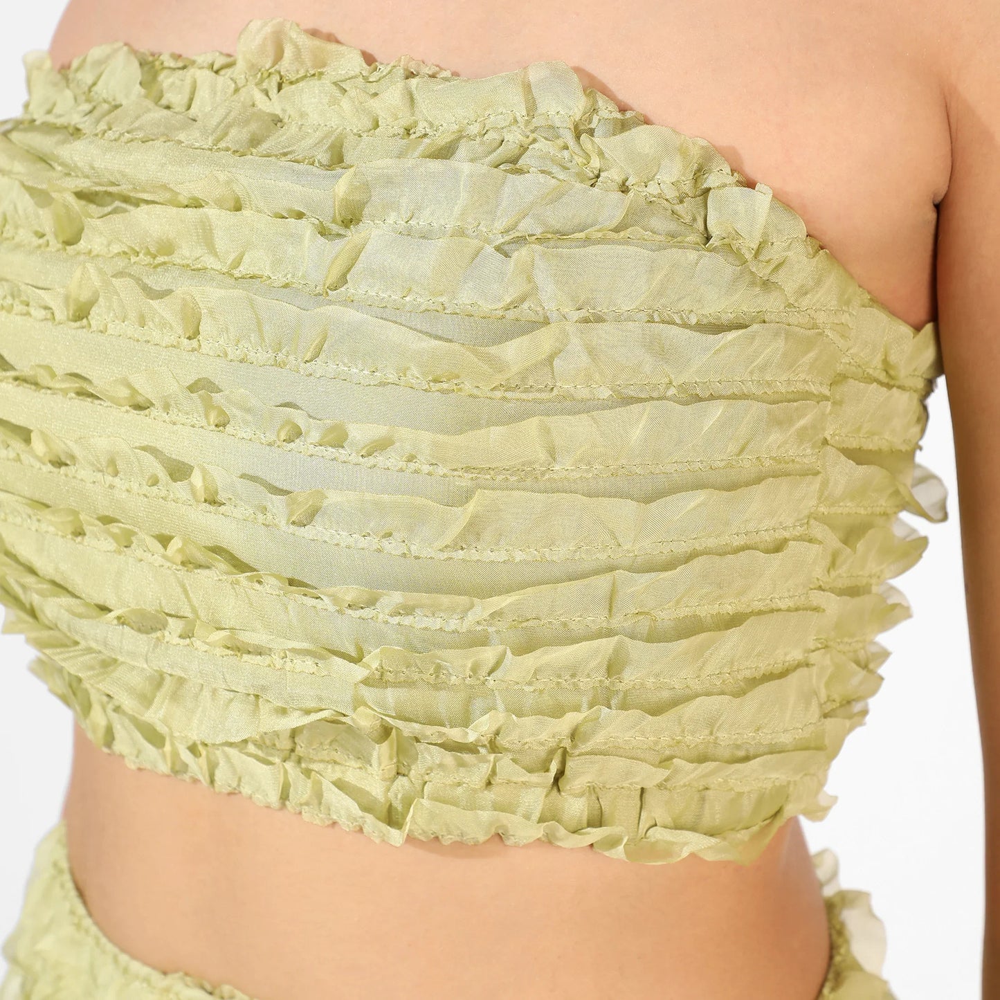 Olive Green Ruffle Co-Ord Set