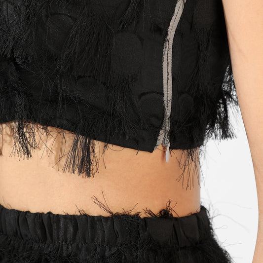 Black Co-Ord Set With Fringing
