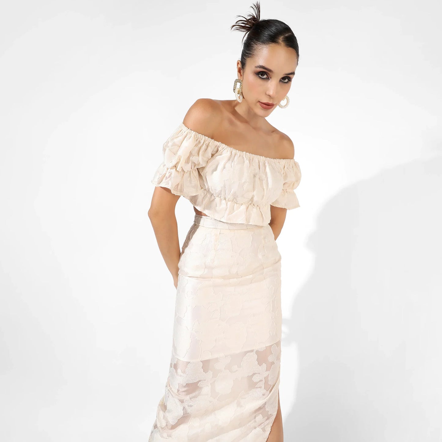 Off-White Embroidered Co-Ord Set
