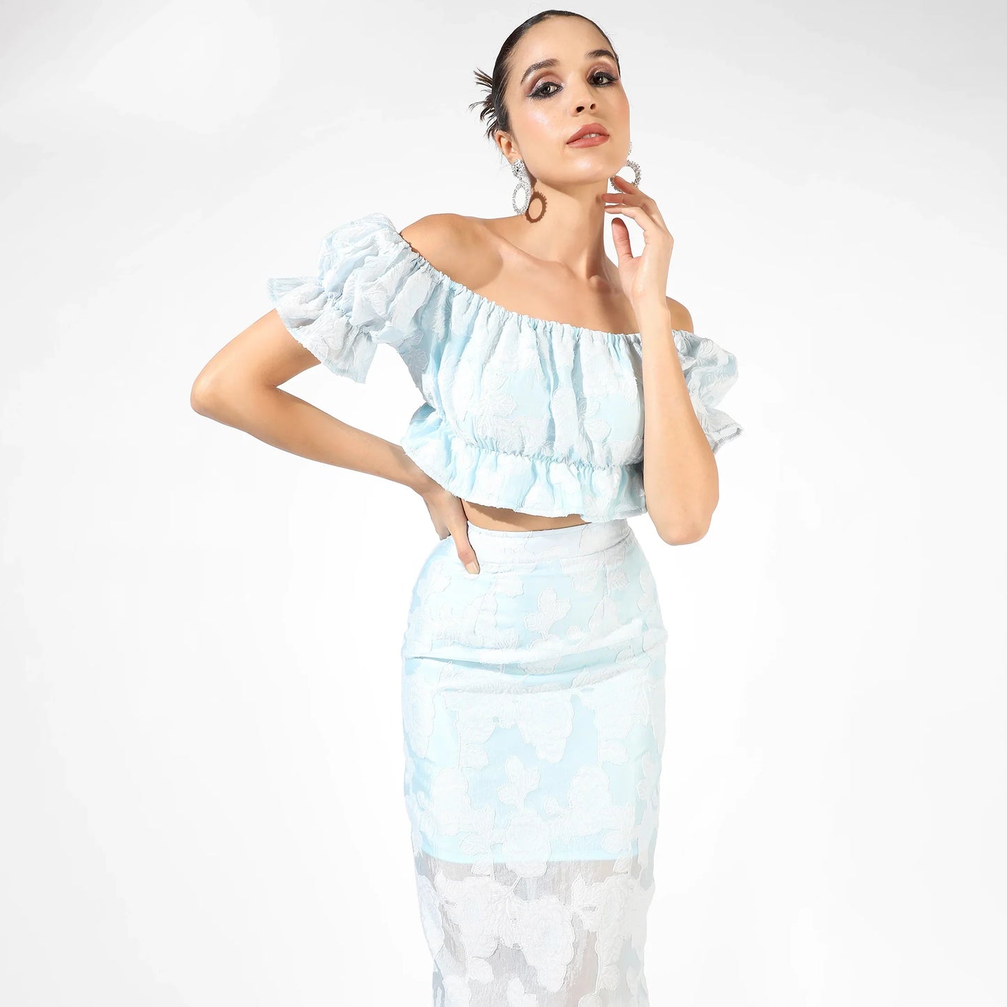 Light Blue Embroidered Co-Ord Set