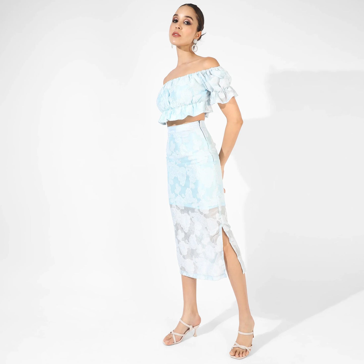 Light Blue Embroidered Co-Ord Set