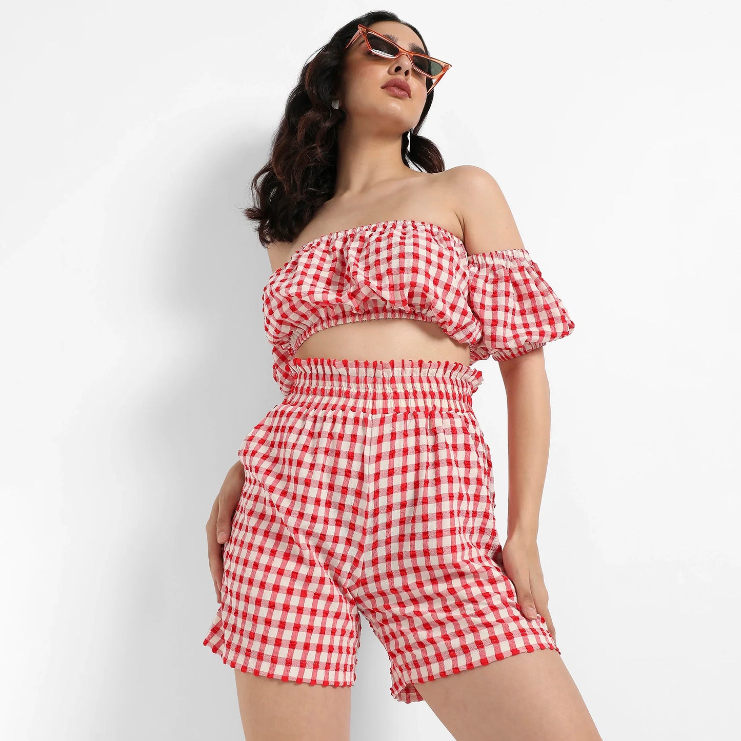 Women's Red Gingham Co-Ord Set
