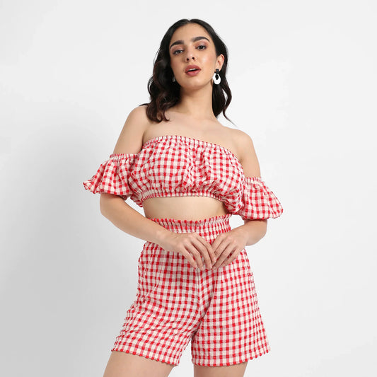 Women's Red Gingham Co-Ord Set
