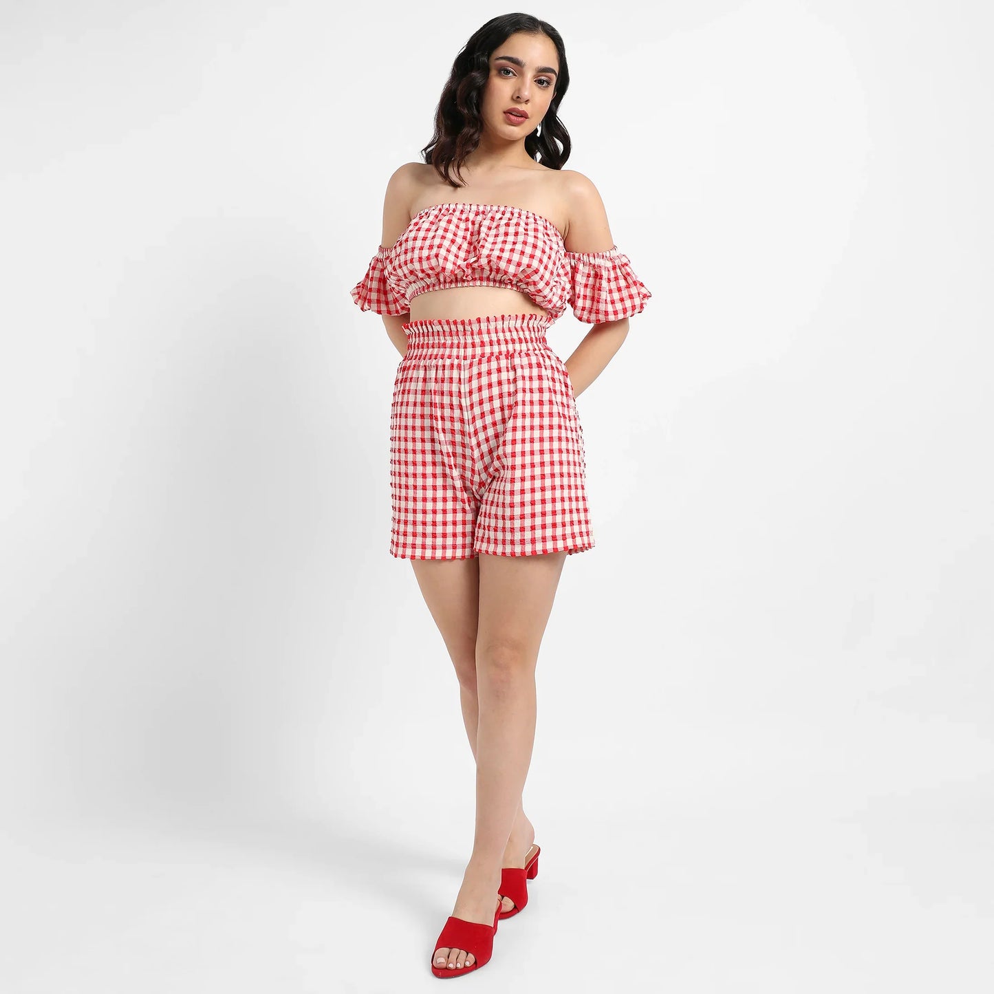 Women's Red Gingham Co-Ord Set