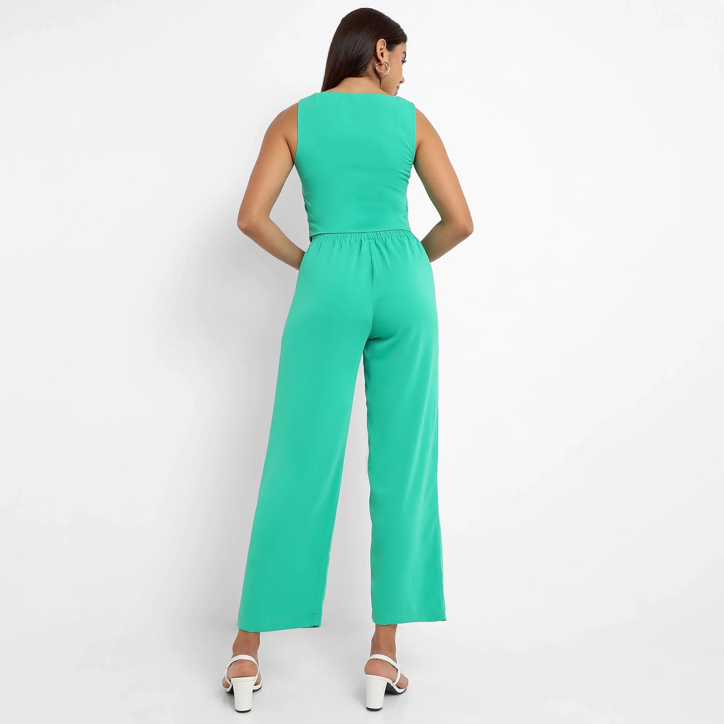Women's Aqua Green Chic Vest Co-Ord Set