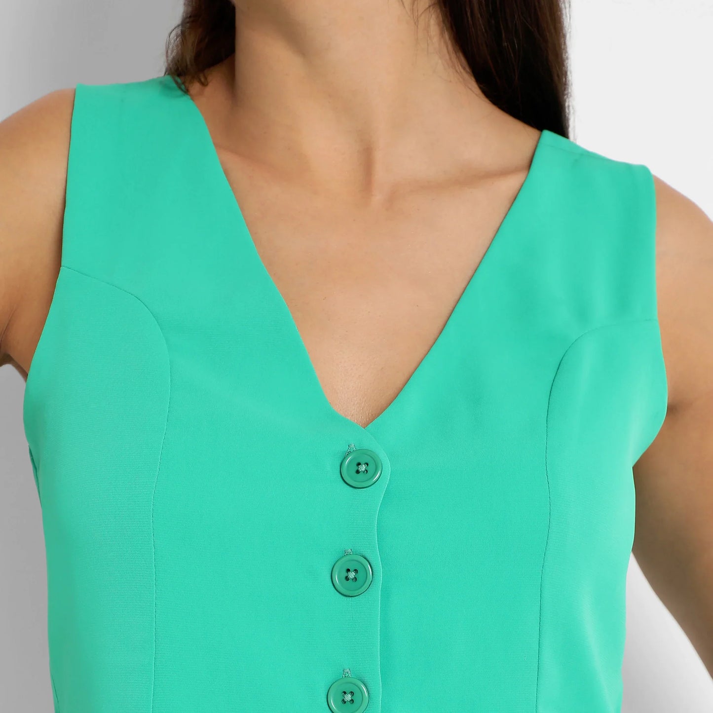 Women's Aqua Green Chic Vest Co-Ord Set