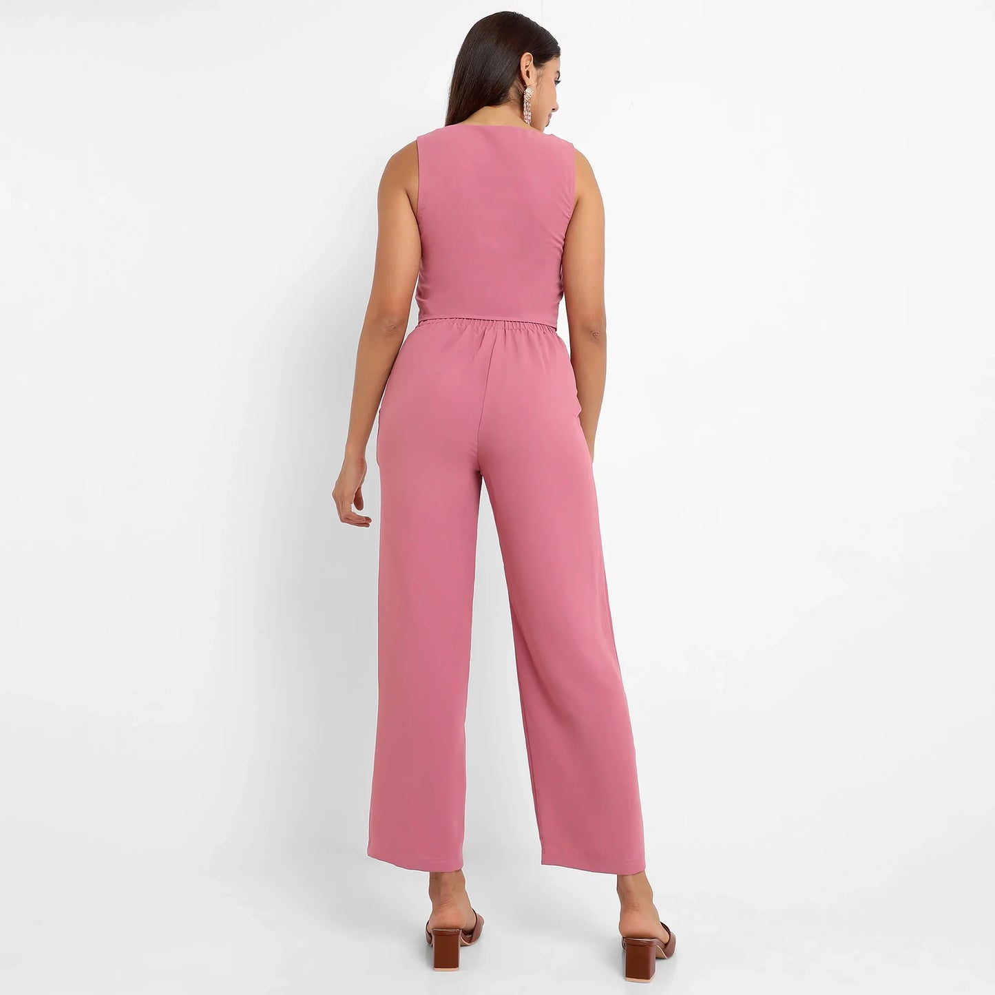 Women's Salmon PInk Chic Vest Co-Ord Set