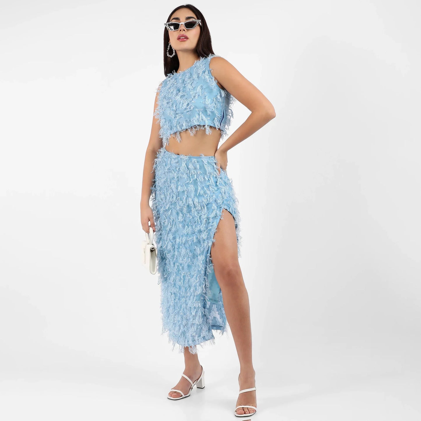 Light Blue All-Around Tassel Co-Ord Set