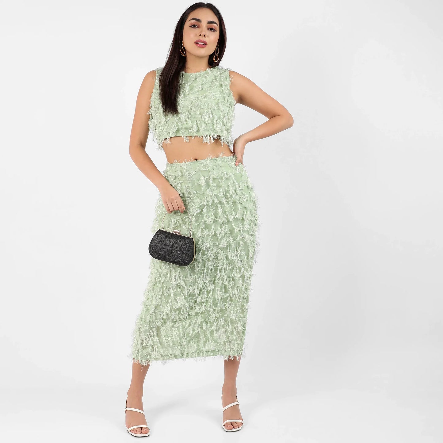 Sage Green Tassel Crop Co-Ords